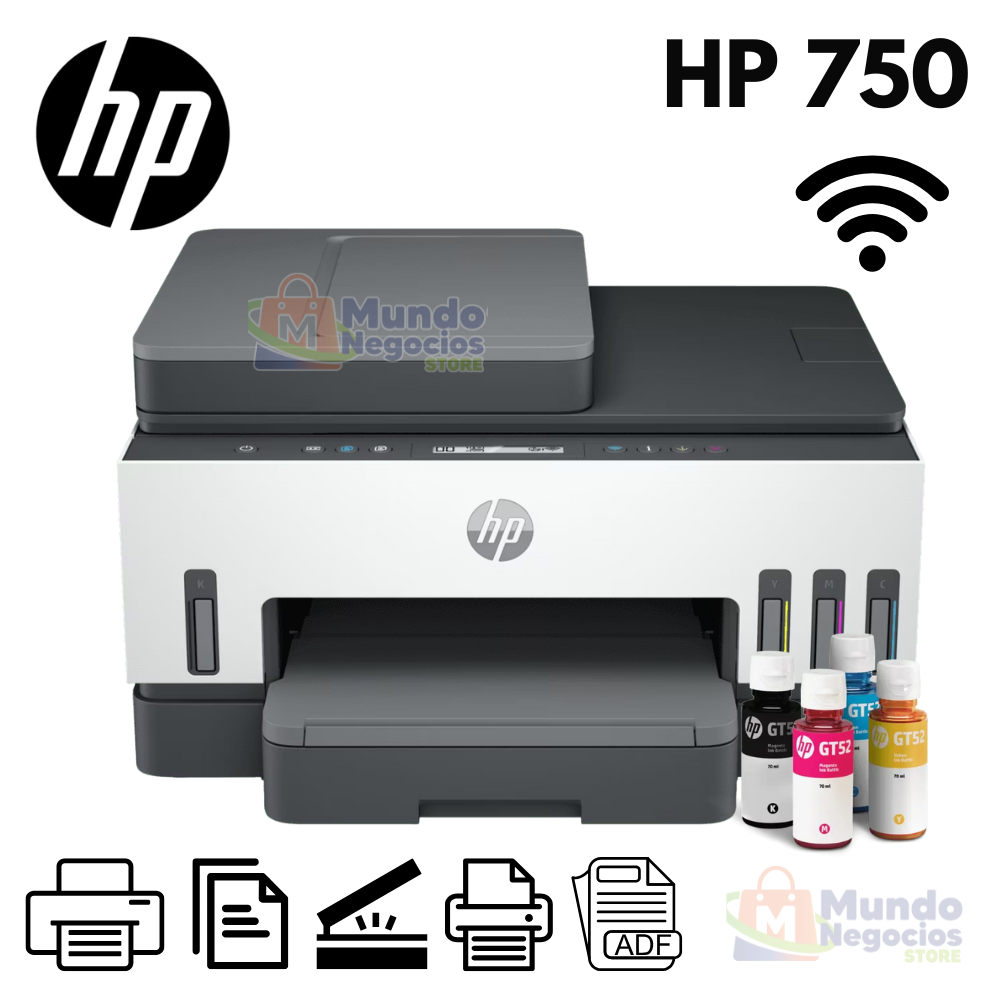 Impresora Multifuncional HP Smart Tank 750 Wifi Duplex ADF - Mundo Negocios