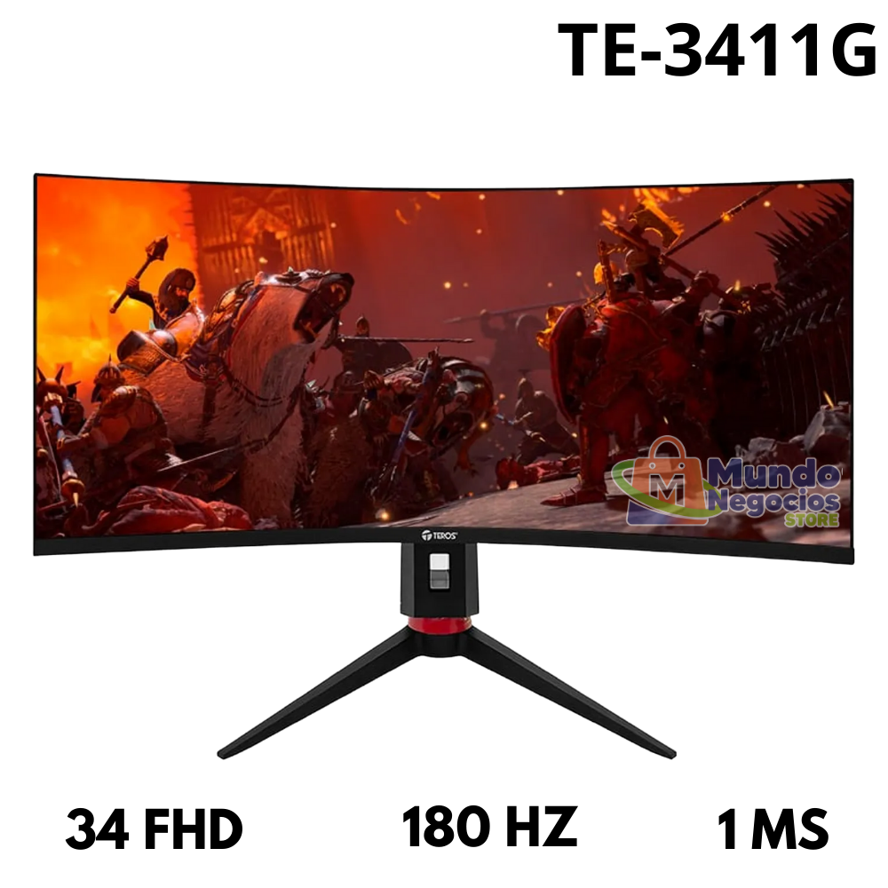 MONITOR CURVO GAMING TE-3411G TEROS , 34 FHD , 180 HZ , 1 MS - MUNDO NEGOCIOS