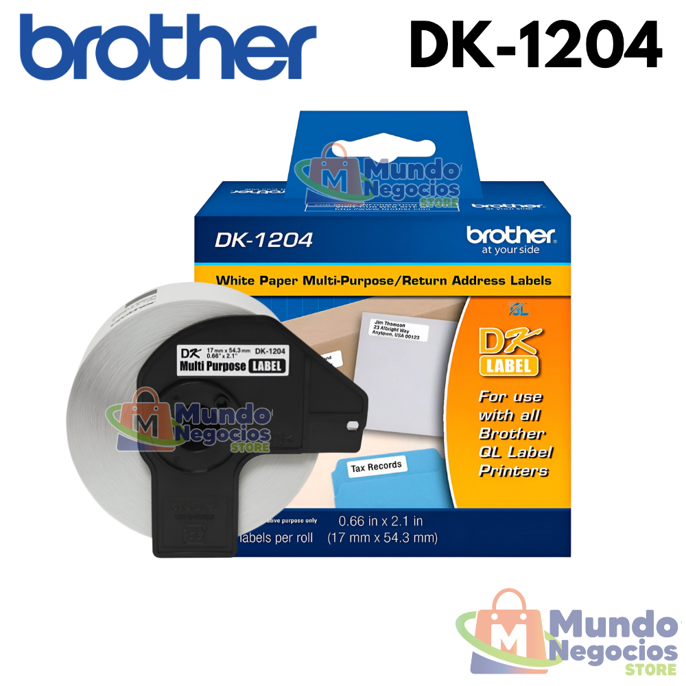 CINTA DK-1204 BROTHER (17mm x 54mm), 400 ETIQUETAS-MUNDO NEGOCIOS
