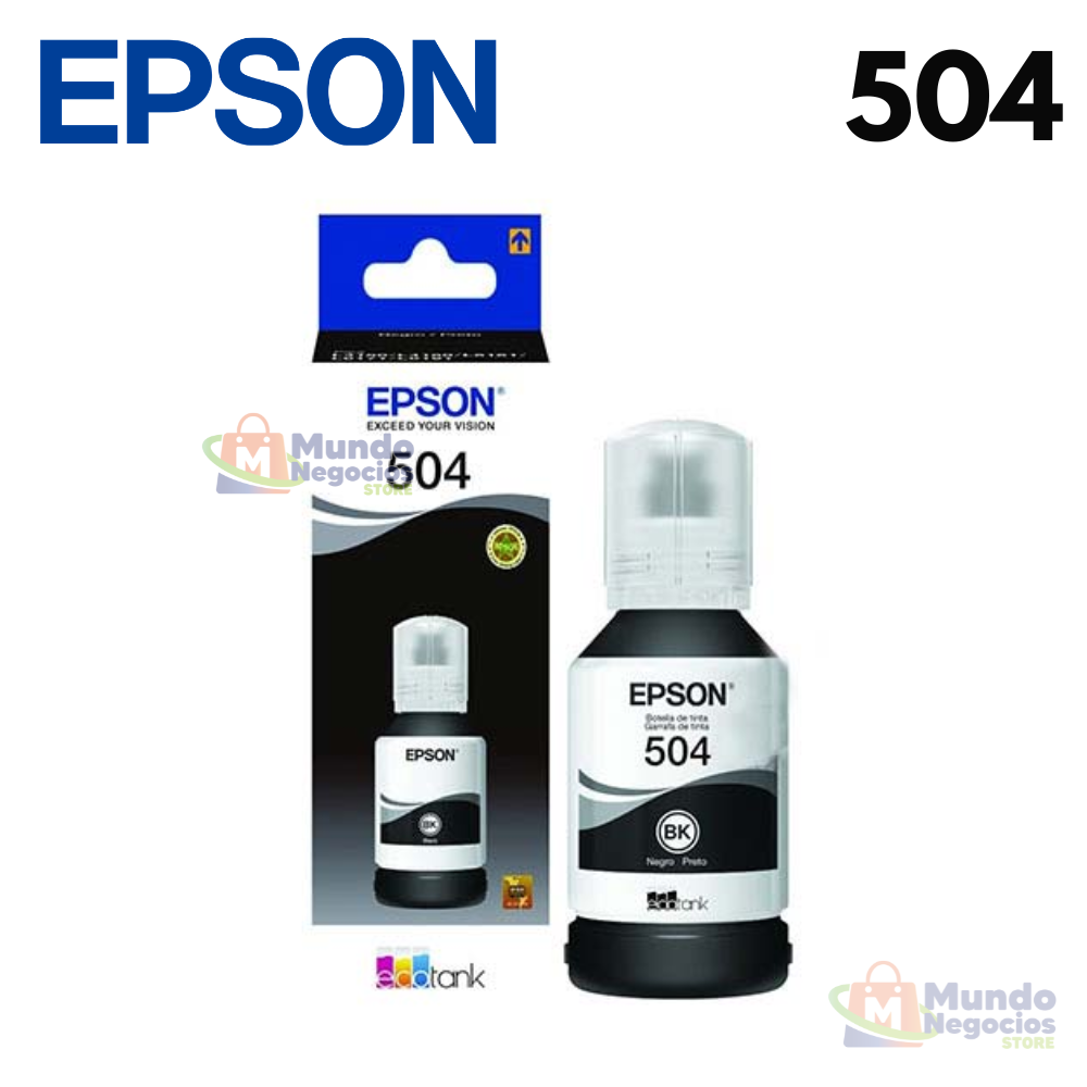 Botella Tinta Epson 504 Black Botella 127ML L4260 L4360 L6270 L6370 - Corporacion Mundo negocios