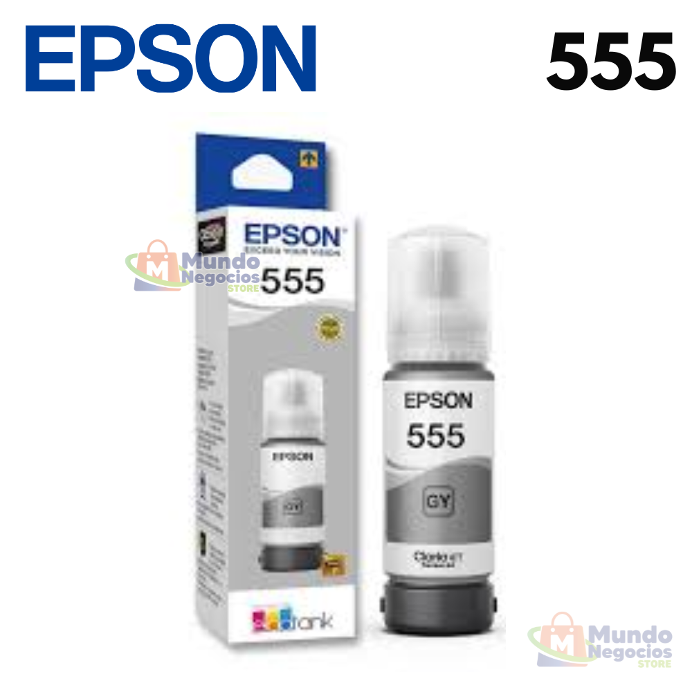 Tinta Botella Epson 555GY Gris 70ML L8180 L8160 - Corporacion Mundo Negocios