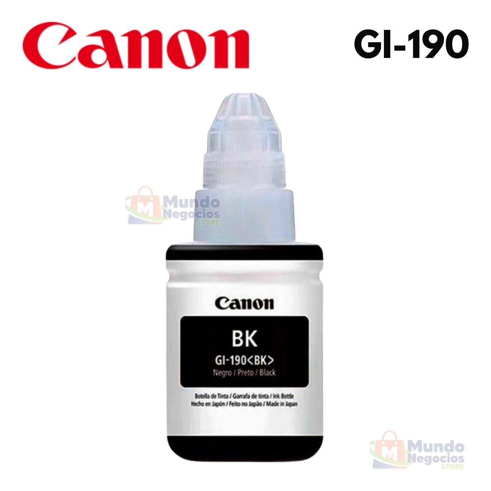 Tinta Botella Canon GI-190BK Black G3110 G4110 - Corporacion Mundo Negocios