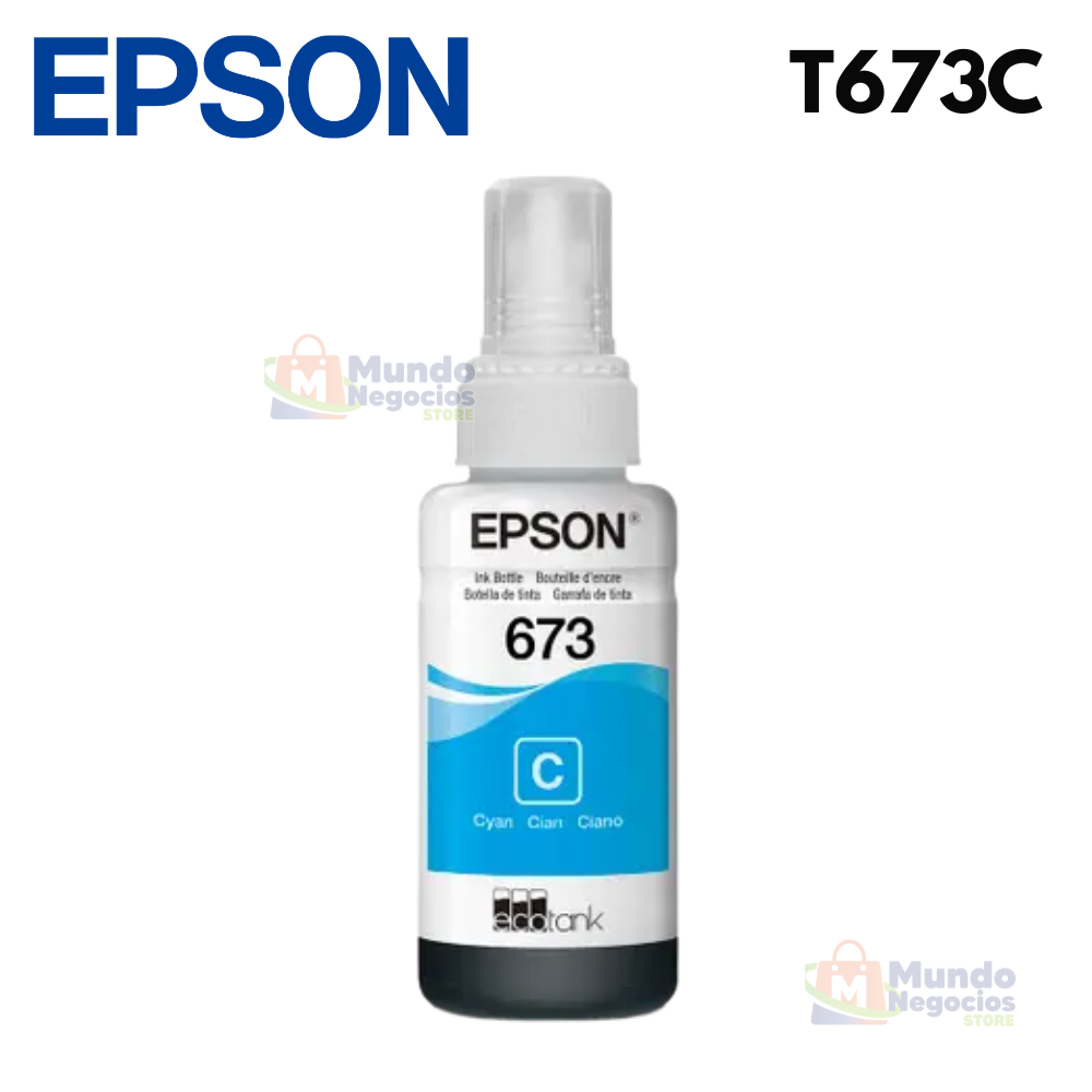Botella de tinta EPSON 673C Cyan | Corporación Mundo Negocios
