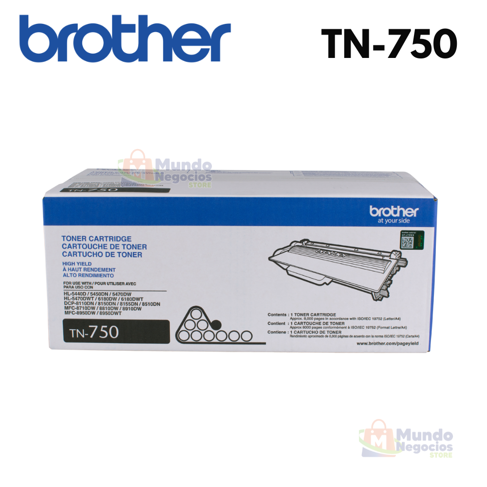 Tóner TN-750 BROTHER de 8,000 páginas | Corporación Mundo Negocios