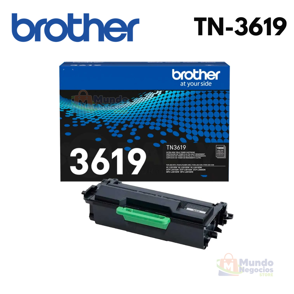 Tóner BROTHER TN-3619 BLACK 18,000 páginas | Corporación Mundo Negocios