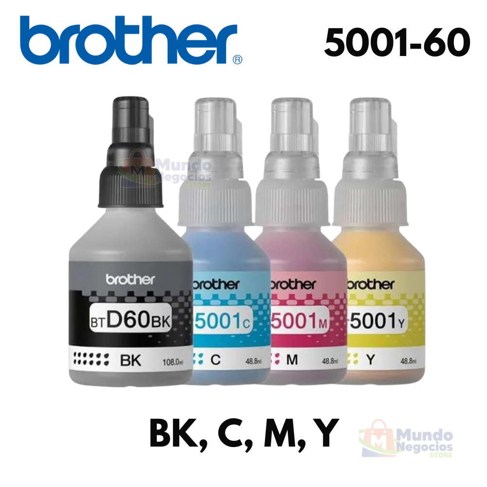 Pack de tinta BROTHER BT5001 Y BTD60 | Corporación Mundo Negocios