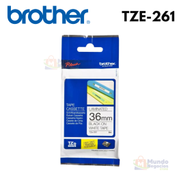 Cinta BROTHER TZE-261 (36mm X 8mts) Blanco/Negro | Corporación Mundo Negocios