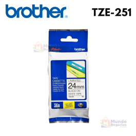 Cinta BROTHER TZE-251 (24mm X 8mts) Blanco/Negro | Corporación Mundo Negocios