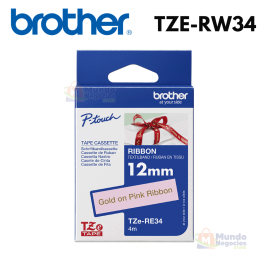 Cinta Brother Tze-Rw34 Satinada Dorada Sobre Dorado 12mm X 4mm-Mundo Negocios