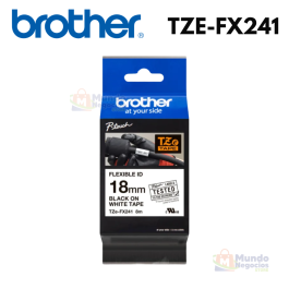Cinta BROTHER TZE-Fx241 18mm X 8mm negro sobre blanco | Corporación Mundo Negocios.