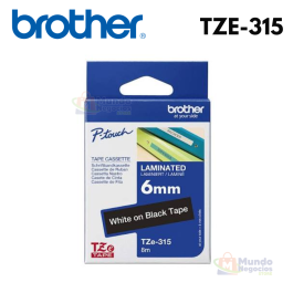 Cinta Brother Tze-315 Blanco Con Negro 6mm X 8m-Mundo Negocios