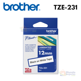 Cinta BROTHER TZE-231 (12mm X 8mts) Blanco/Negro | Corporación Mundo Negocios
