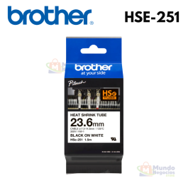 Cinta BROTHER TERMOCONTRAIBLE HSE-251 blanco sobre negro 24mm X 1.5mts | Corporación Mundo Negocios