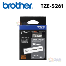 Cinta BROTHER TZE-S61 negro con blanco 36mm x 8m | Corporación Mundo Negocios