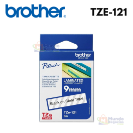 Cinta BROTHER TZE-121 negro con transparente 9mm X 8m | Corporacion Mundo Negocios