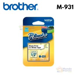 Cinta BROTHER M-931 negro sobre plateado 12MM | Corporación Mundo Negocios