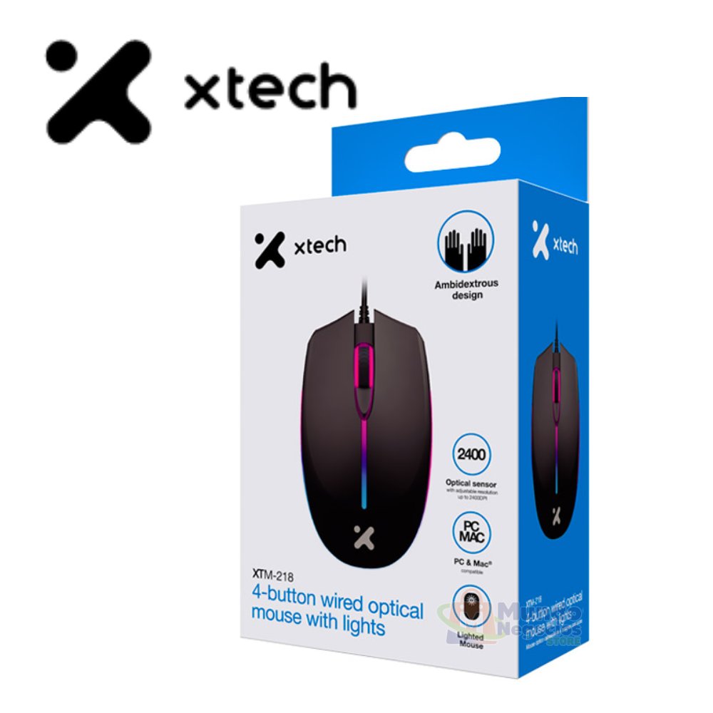 Mouse XTECH óptico cableado con 4 botones XTM-218 | Corporación Mundo Negocios
